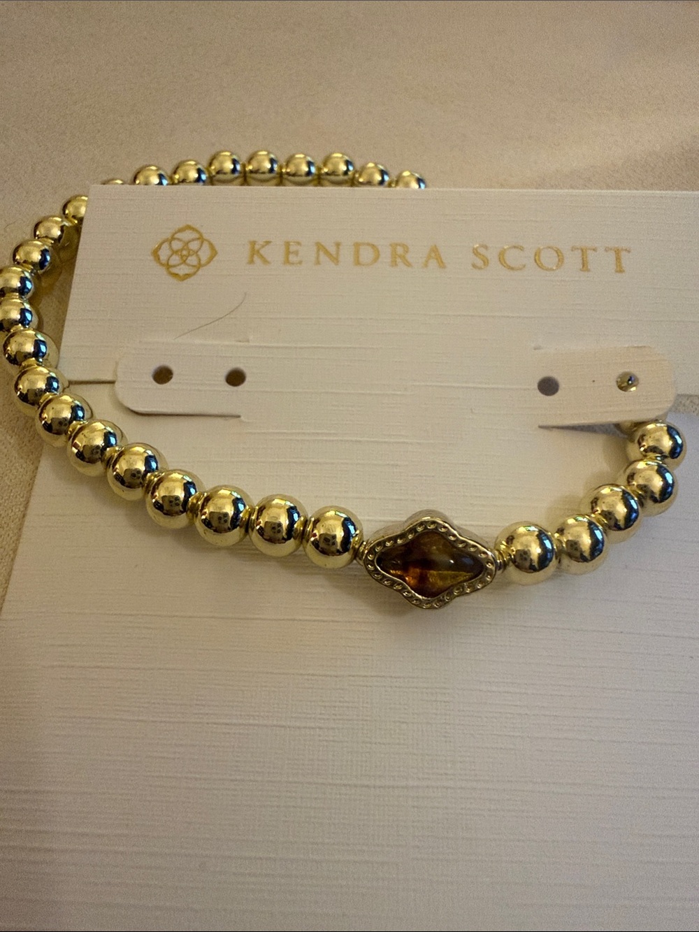 Kendra Scott Mini Elaina Gold Beaded Stretch Bracelet preloved